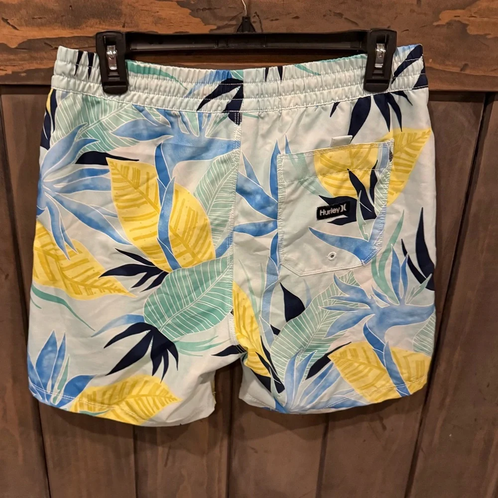 Hurley Men's Tropical Swim Trunks - Blue and Yellow
